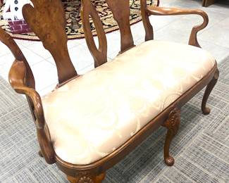 Burled settee (likely 1940s) No marks.