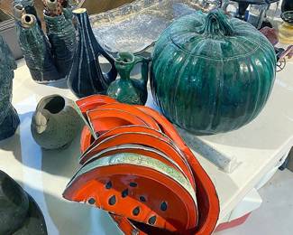 Interesting Watermellon Serving Dish & Pumpkin