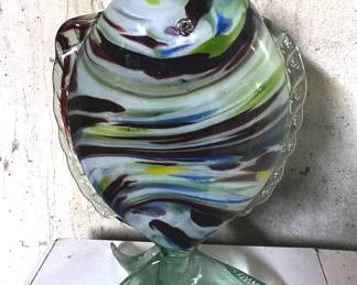 Art Glass Fish -Stands as a vase or will go on its side