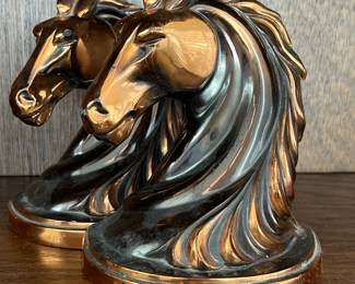 Copper horse head book ends