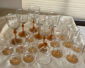 Fostoria amber stem glasses