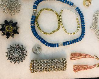 Vintage Rhinestone jewelry lot bracelet has 1 stone missing 