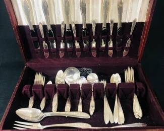 Silver plate flatware in box