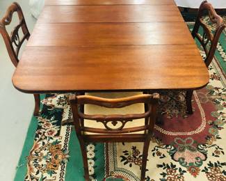 Mahogany Duncan Phyfe drop leaf Table & 4 chairs 