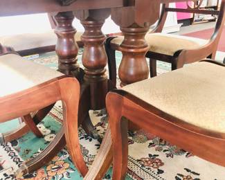 Mahogany Duncan Phyfe drop leaf Table & 4 chairs 