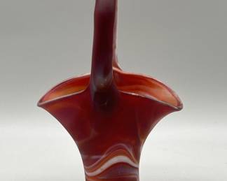 Vintage Imperial Glass Red Slag Basket