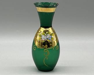 Murano, Venetian Style Art Glass Green Bud Vase