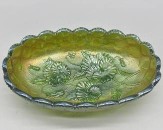 Antique Imperial Carnival Glass Pansy in Green