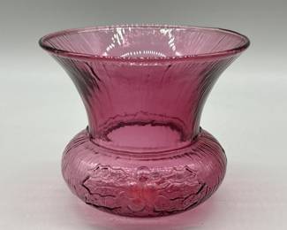 Vtg. Cranberry Pilgrim Glass 4in Vase