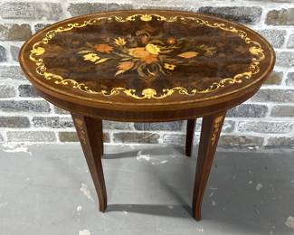 Italian Marquetry Accent Table w/ Reuge Music Box