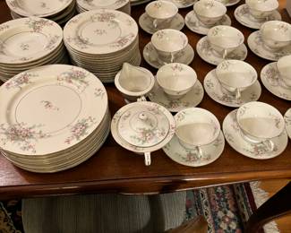 Very large 16 place settings plus serving pieces of Haviland China- Apple Blossom pattern