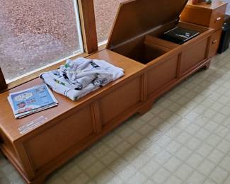 Large, double wide storage solid oak chest