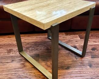 Contemporary Alabaster Top Accent Table