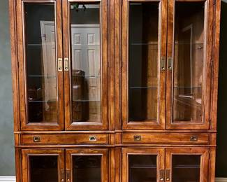 Glass Front Pocket Pulls Lighted Cabinet