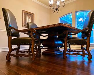 Spanish Hacienda Style Square Pedestal Dining Table