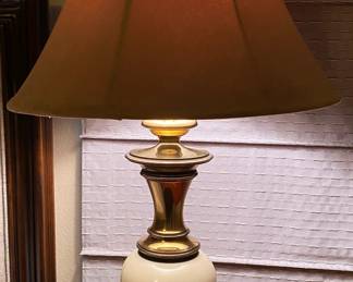 Ivory Enamel and Brass Table Lamp