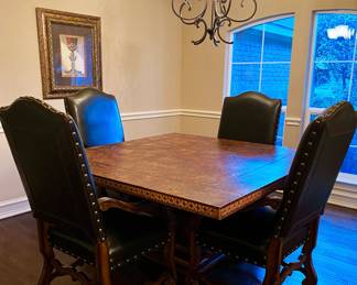 Spanish Hacienda Style Square Pedestal Dining Table