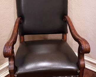 Rustic European Style Leather Arm Chair
