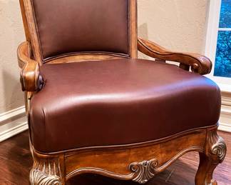 French Provincial Style Leather Arm Chair