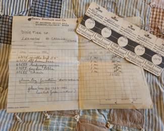 This is the original receipt and price tags for this Dixie bedroom set