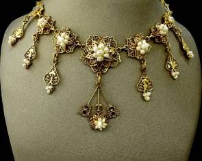 22 ct gold vintage pearl necklace 