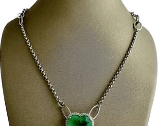 11ct Colombian emerald and diamond necklace 