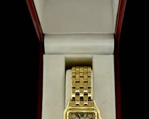 18 k Cartier , panther 22 mm sapphire dial watch  
