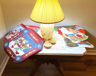 ANOTHER ANTIQUE MARBLE TOP TABLE.