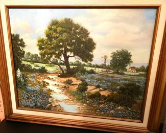 BEAUTIFUL JERRY VALENTINE FRAMED BLUEBONNET PRINT