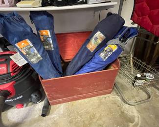 nice old box & folding chairs