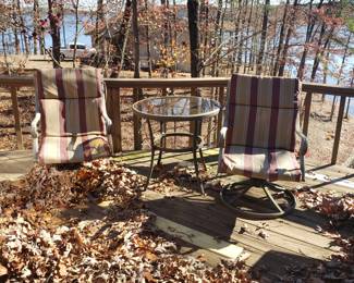 2 patio chairs and table