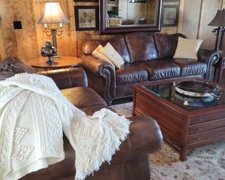 Leather sofa & loveseat