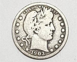 Lot 035   4 Bid(s)
1903 Silver Barber Quarter