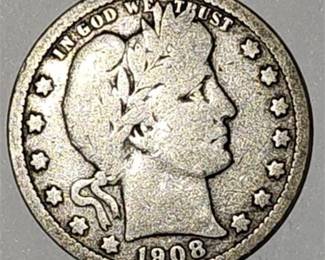 Lot 031   6 Bid(s)
1908-O Silver Barber Quarter