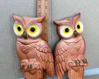 2 Wall Hanging Owls 11 Inces Tall $24.00