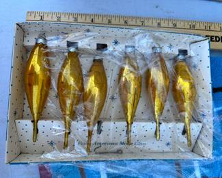 American Made 6 Gold Glass Ornaments $22.00