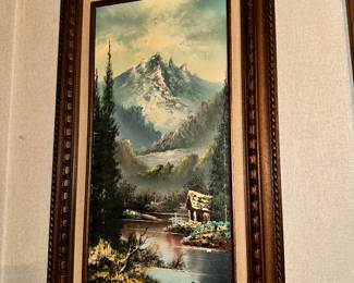 Original Art Mountain Scene Signed $40.00 17X29 inches