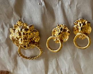 Lion Pin and Clip on Earrings $5.00