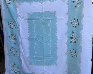 White and Blue Tablecloth $10.00