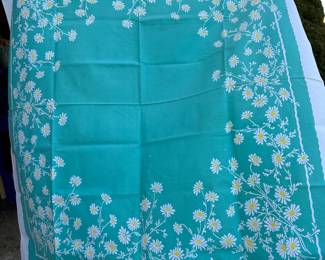 Flower and Blue Tablecloth $10.00