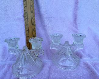 Federal Glass Wigwam Candlesticks $12.00
