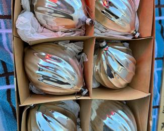 6 Large Silver Ornaments $18.00