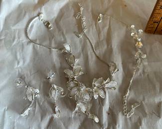 Silver Flower Earrings, Necklace and Bracelet $20.00