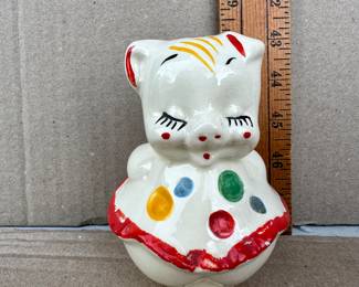 American Bisque Polka Dot Pig Bank, cork missing $9.00