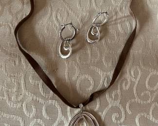 Leather Necklace and Earrings $5.00