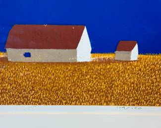 Framed Artwork by Charles Beck (1923-2017) entitled Summer Gold.

Charles Beck, one of the most recognized artists in Minnesota, was born in Fergus Falls in 1923. Mostly, he made woodcuts inspired by the rural Minnesota landscapes; barns, trees and rolling hills he found around his hometown of Fergus Falls. 

Number 104/150 and measures 42" x 18.5" 