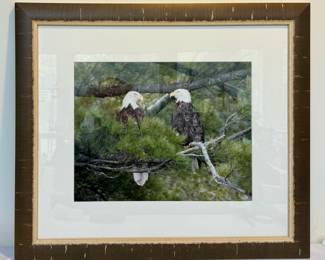Professionally Framed Jim McKeown Eagle Photograph, entitled Love Birds 

Framed in a faux rustic looking frame which pairs wonderfully with the photograph. Measures 22" x 20" 