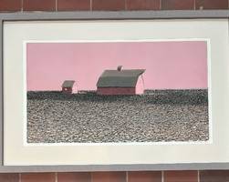 Ghost Farm Limited Edition Framed Wood Cut Print by Charles Beck that measures 28 x 42 inches and is number 29/150. 