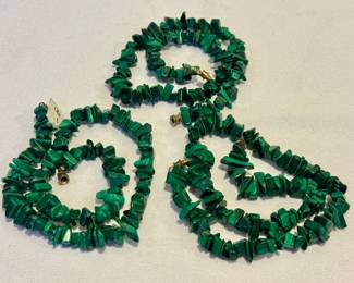 (3) Strand of Small Malachite Chip Beads, each measuring 14.5 to 15 inches long 
