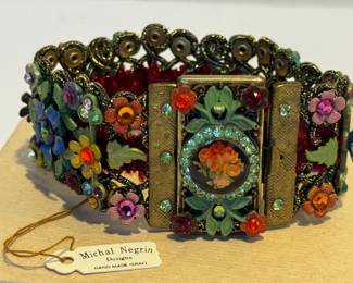 Michal Negrin Designs Bracelet, new with tags. Features a beautiful, colorful floral design. 

Made in Israel, measuring about seven inches long.